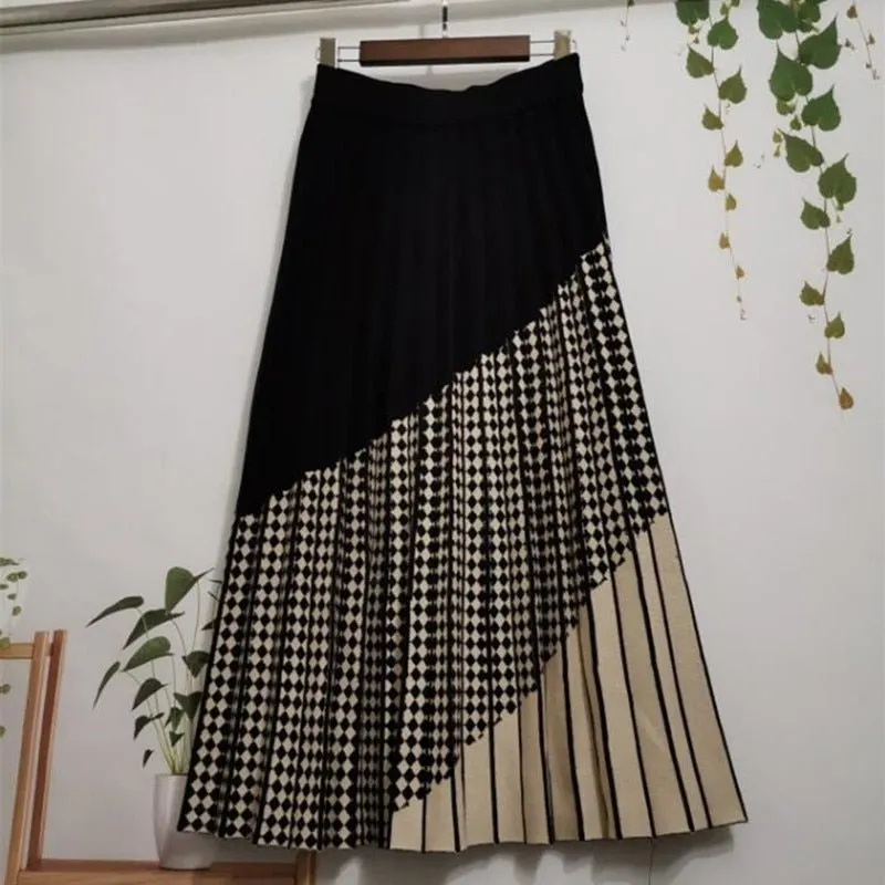 Pre Order:  Plaid Knitted High Waist Skirt