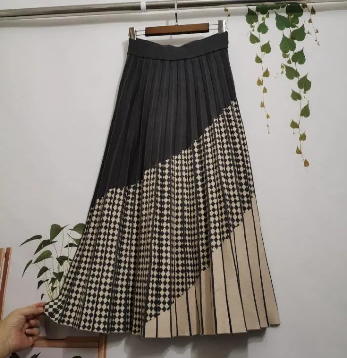 Pre Order:  Plaid Knitted High Waist Skirt