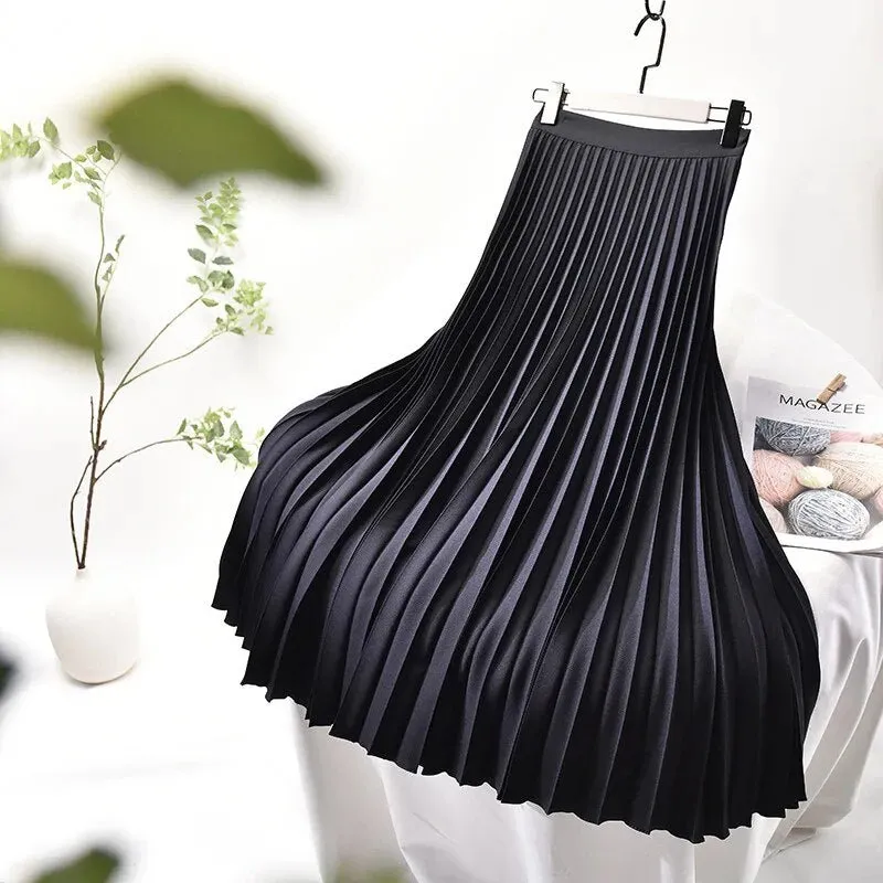 Pre Order:  Pleated High Waist Long Skirt