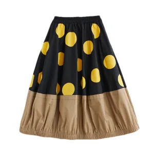 Pre Order:  Polka Dots Spliced Midi Skirt