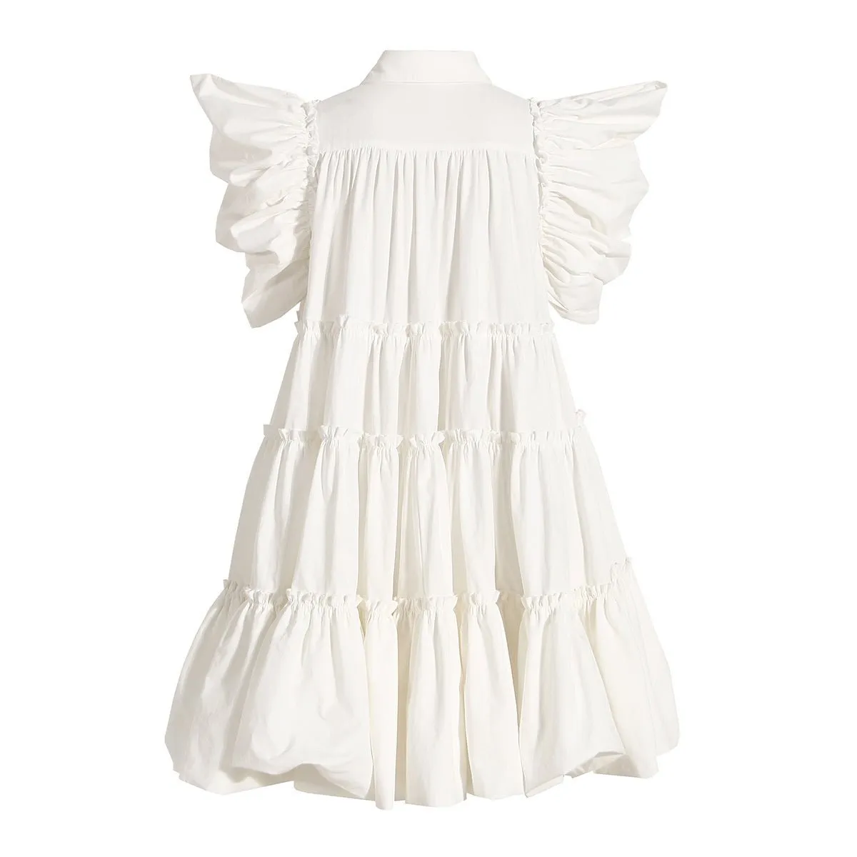 Pre Order:  Puff Sleeves Pleated Ruffle Dress