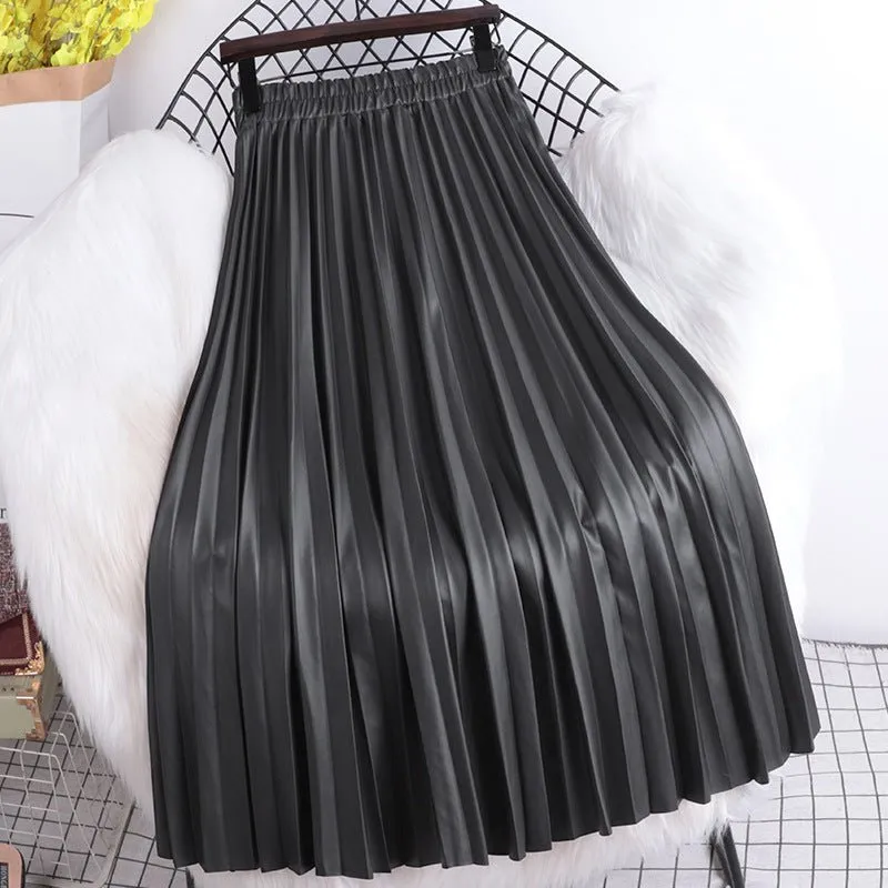 Pre Order:  Vegan Leather Pleated Skirt