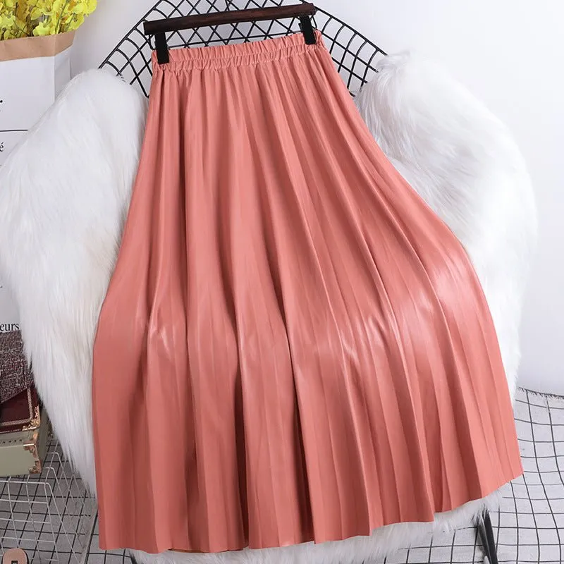 Pre Order:  Vegan Leather Pleated Skirt