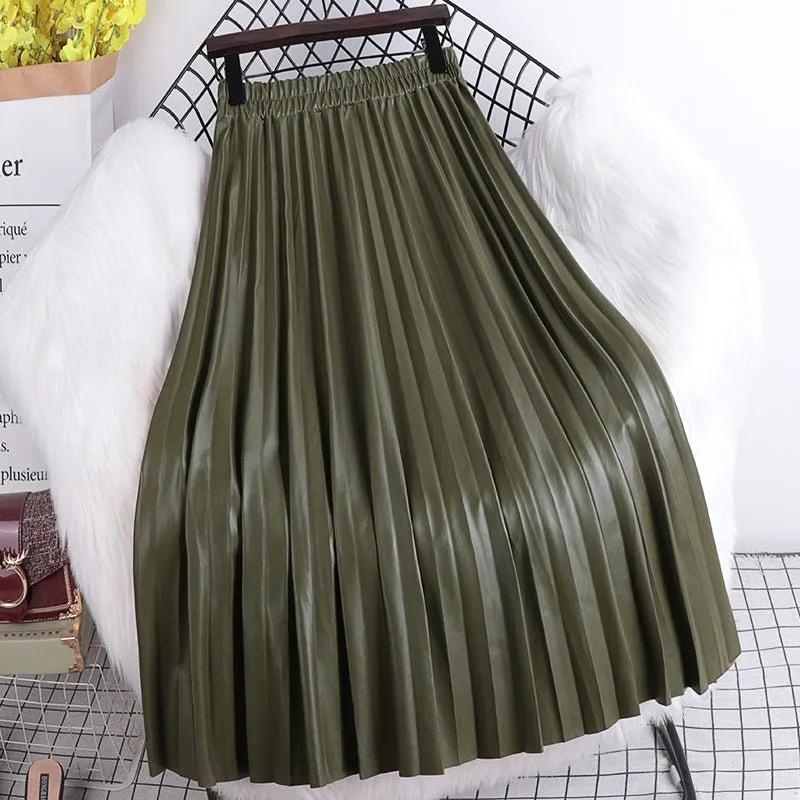 Pre Order:  Vegan Leather Pleated Skirt