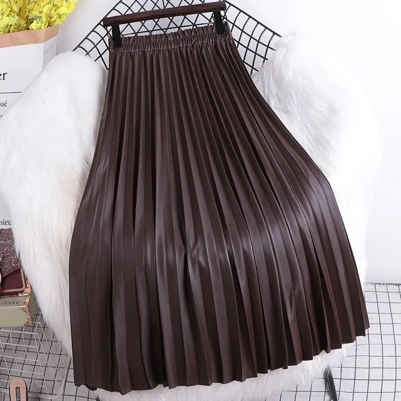 Pre Order:  Vegan Leather Pleated Skirt