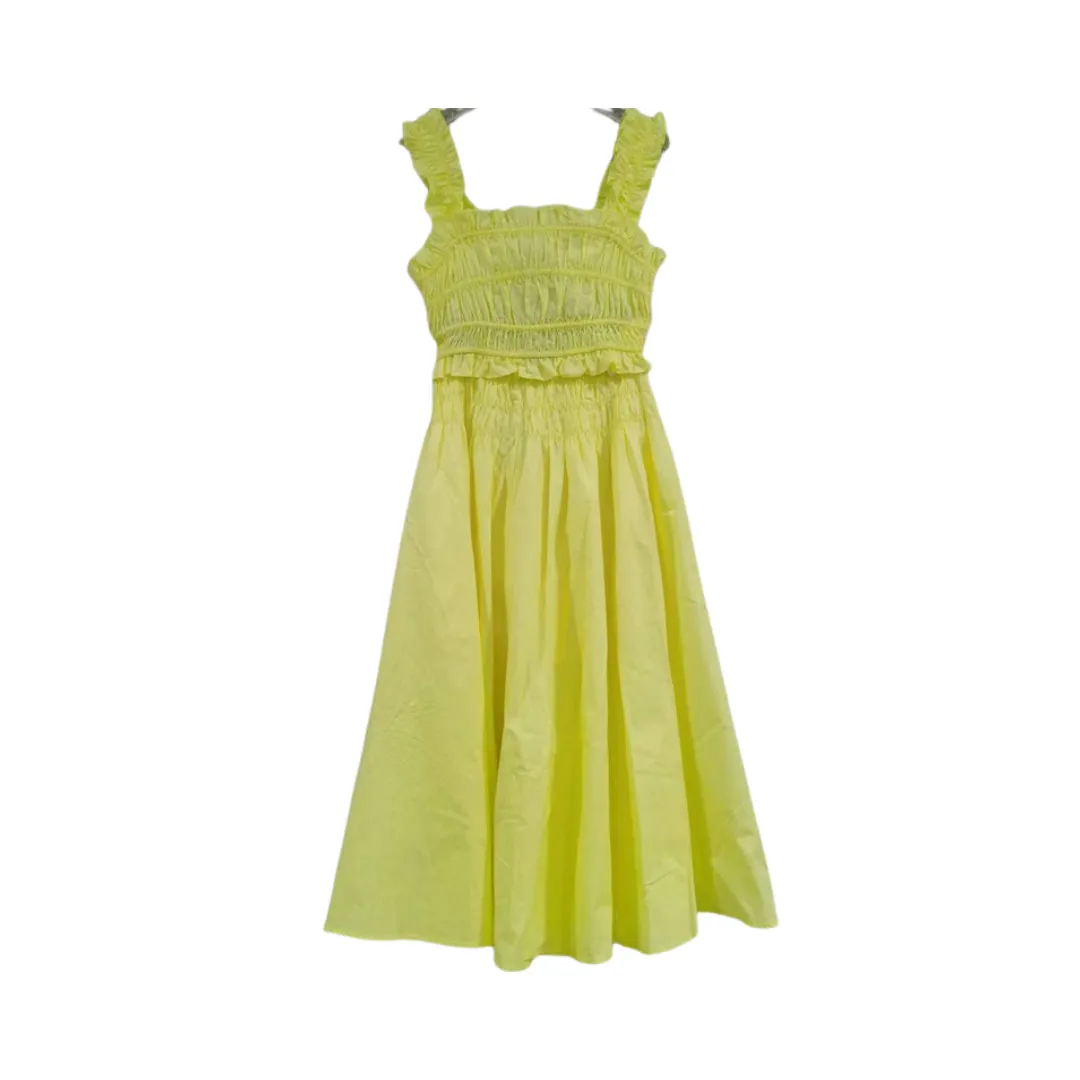 Pre Order:  Yellow Pleated Cropped Top   A-Line Pleated Skirt Set