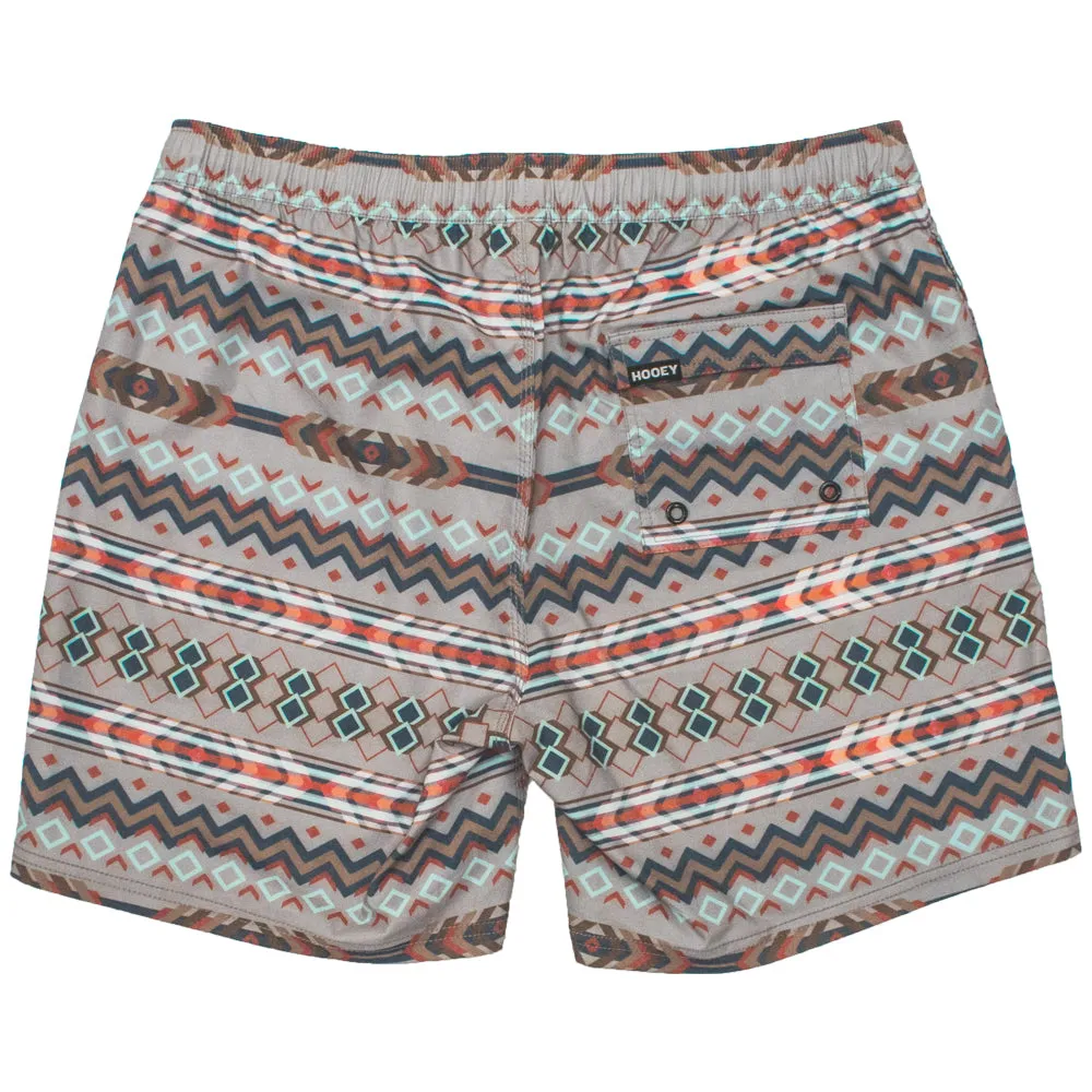 "Bigwake" Grey/Red/Blue Aztec Pattern Board Shorts