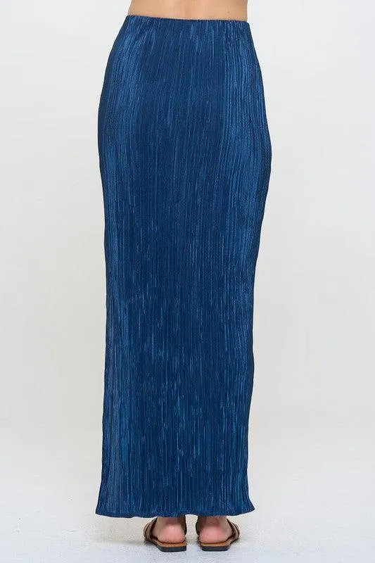 Renee C Plisse Slit Maxi Skirt