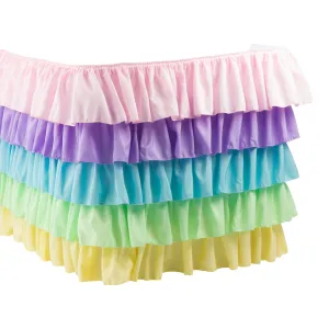 Ruffled 5 Tier Pastel Rainbow Table Skirt 14ft Polyester