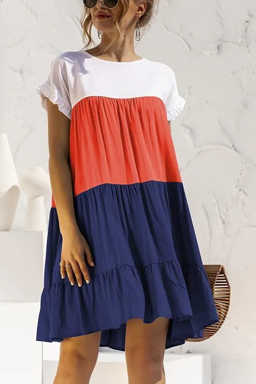 Ruffles Color Block Mini Dress