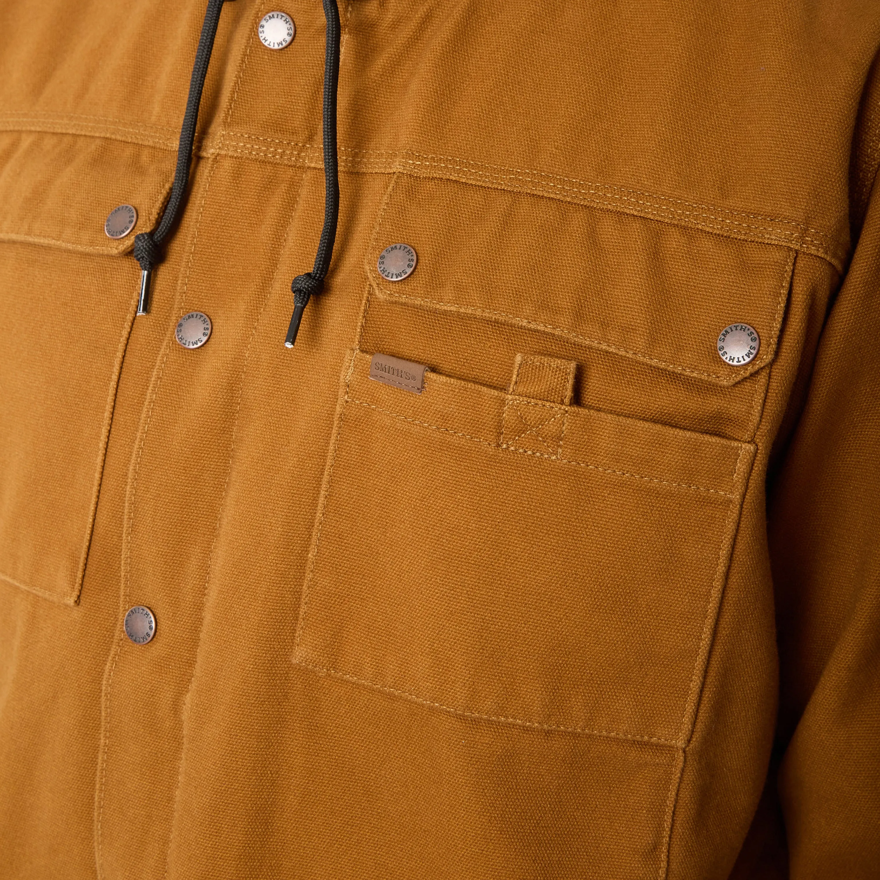 SHERPA-LINED DUCK CANVAS HOODED WORK JACKET