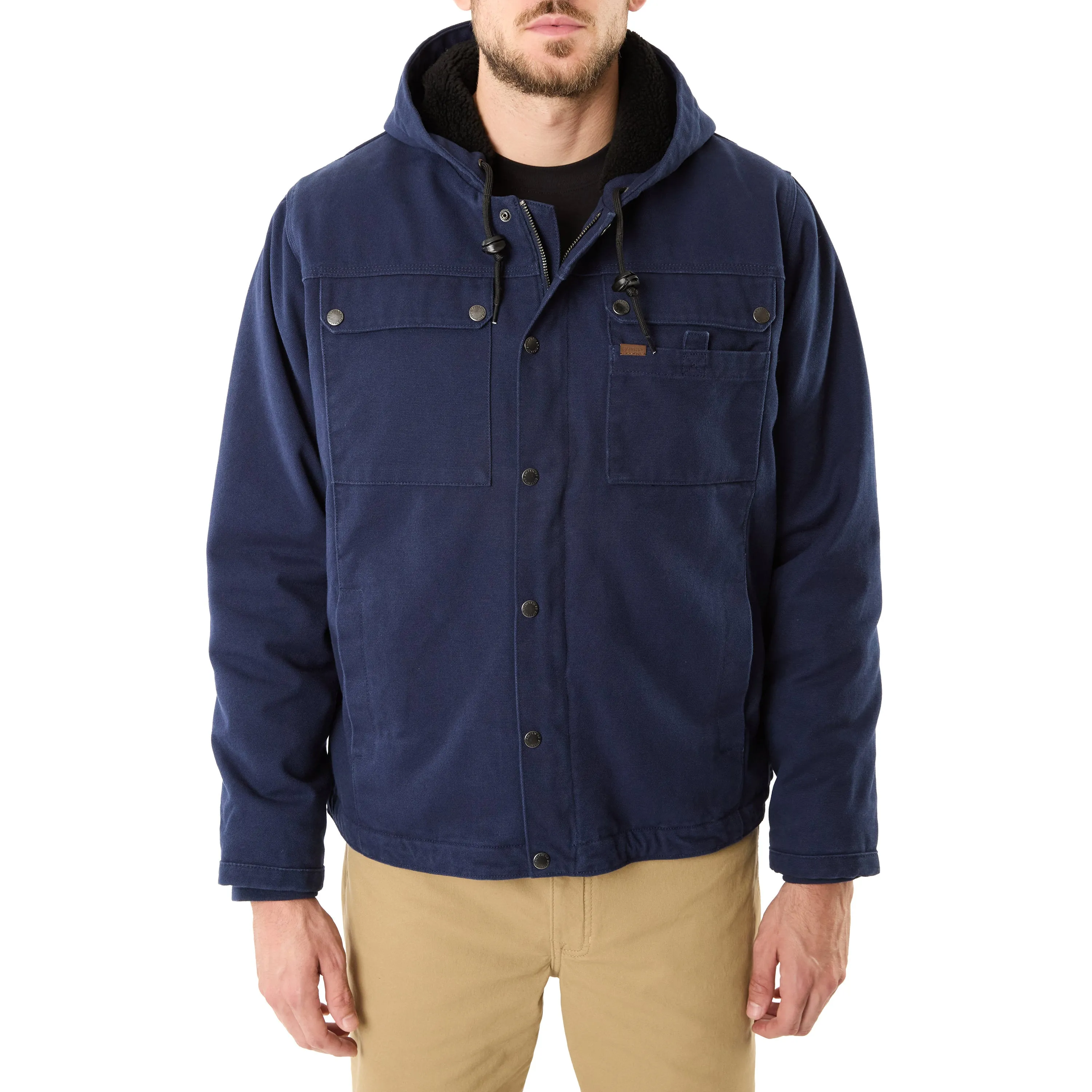 SHERPA-LINED DUCK CANVAS HOODED WORK JACKET