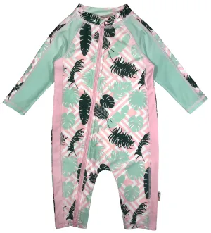 Sunsuit - Long Sleeve Romper Swimsuit | "Palm Breeze"