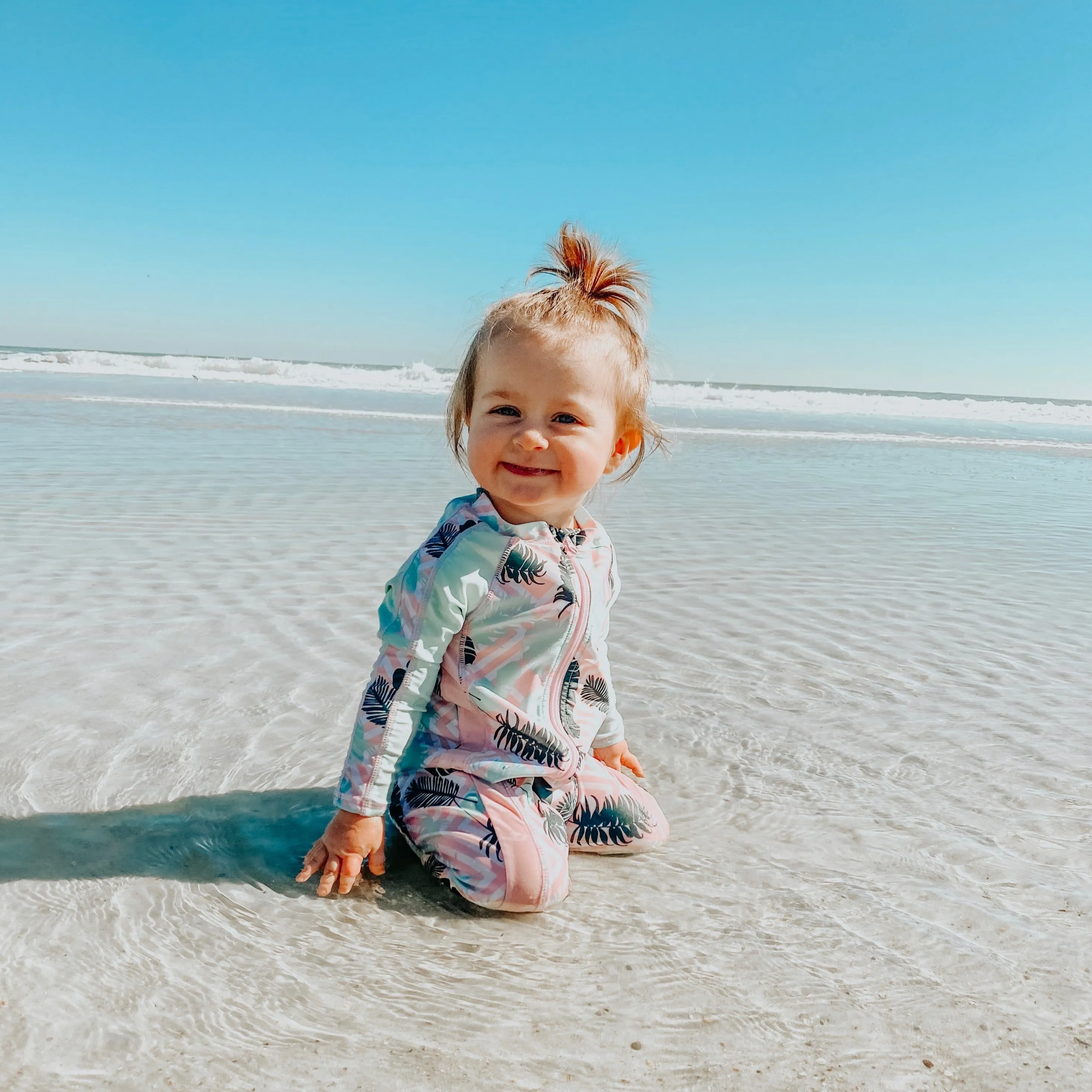 Sunsuit - Long Sleeve Romper Swimsuit | "Palm Breeze"