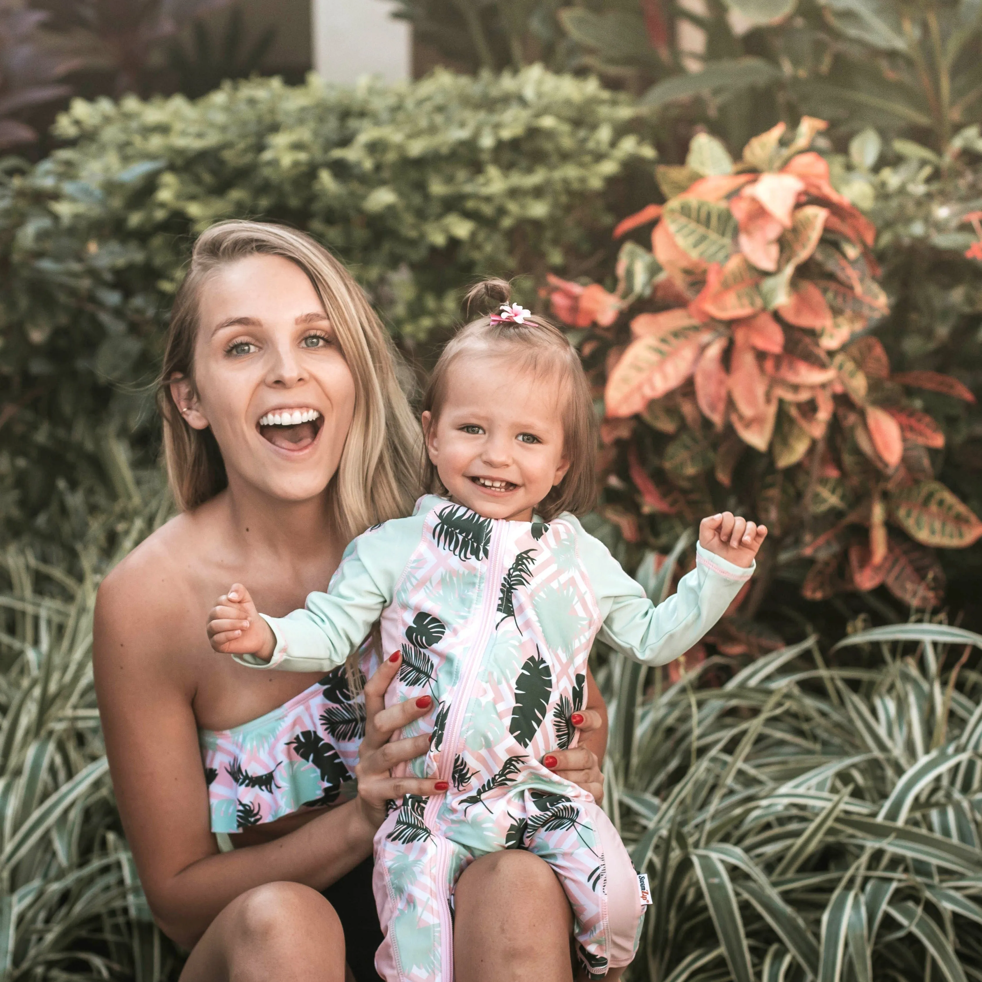 Sunsuit - Long Sleeve Romper Swimsuit | "Palm Breeze"