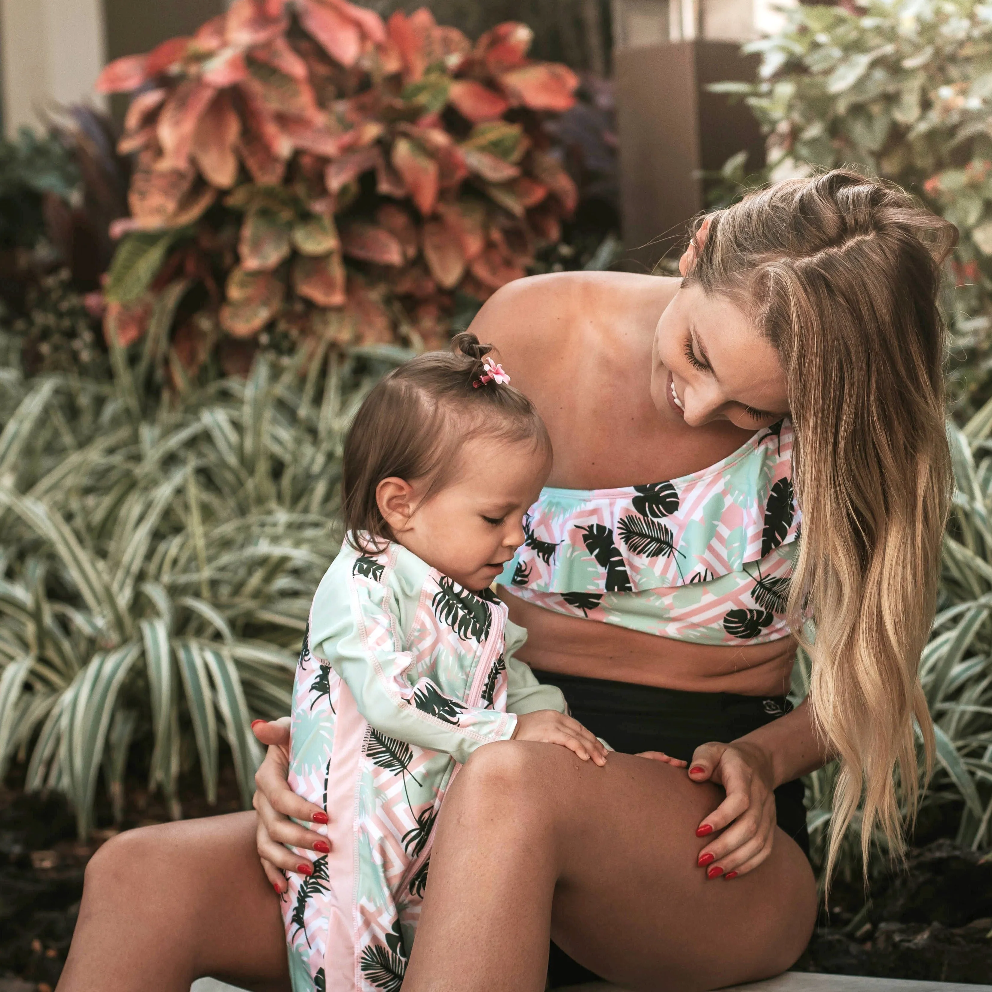 Sunsuit - Long Sleeve Romper Swimsuit | "Palm Breeze"