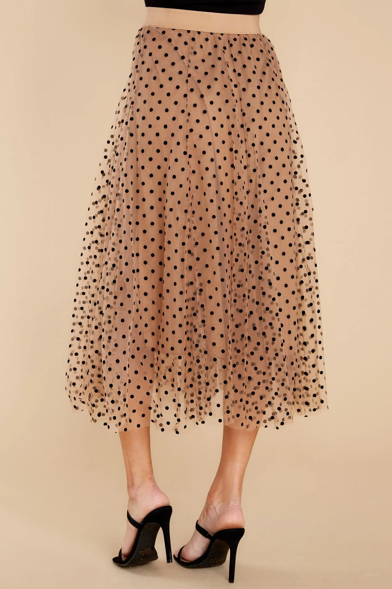 Twirl With It Coffee Polka Dot Skirt