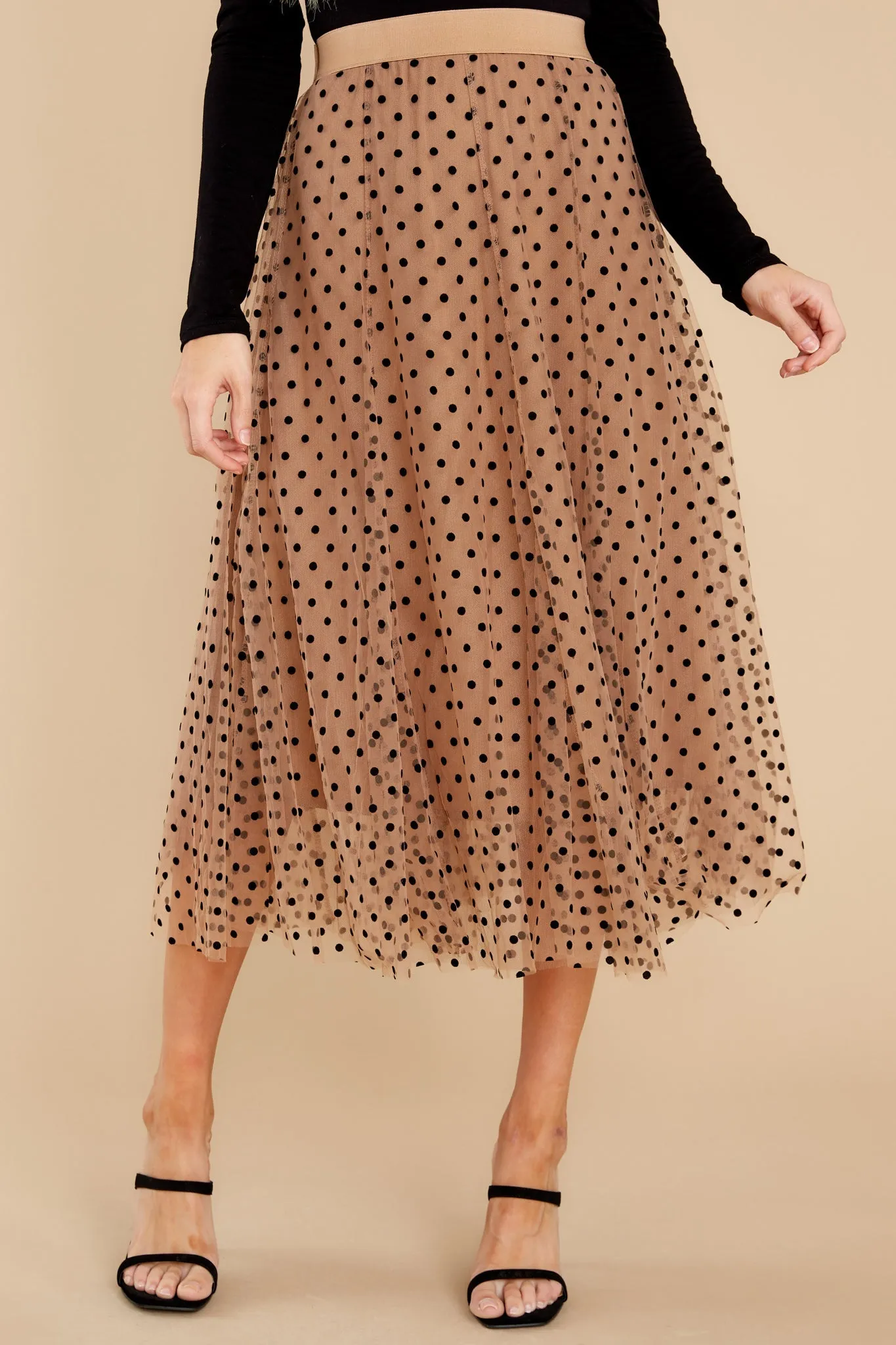 Twirl With It Coffee Polka Dot Skirt