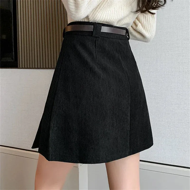 Women Mini Skirts With Belted 2024 New High Waist Classic Pleated Shorts