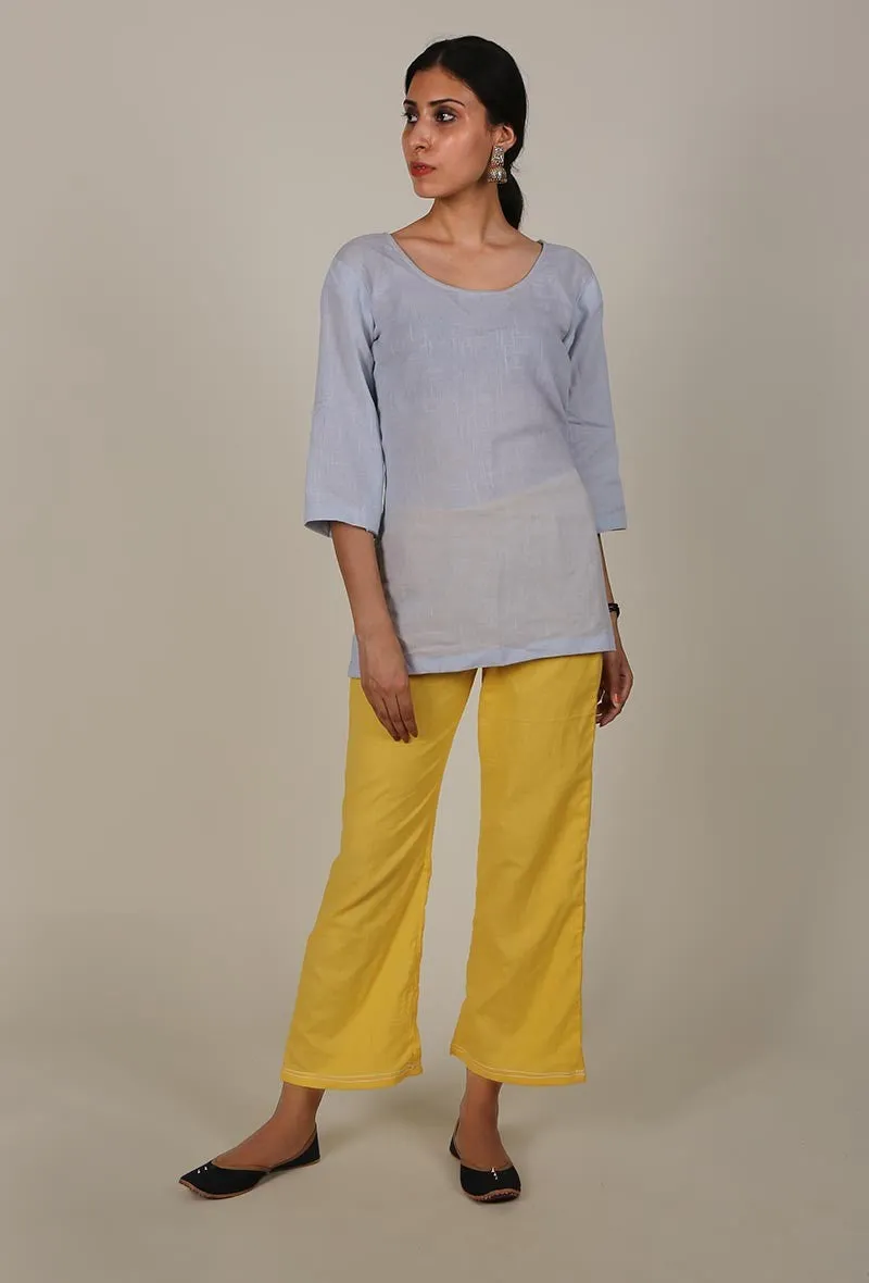 Yellow Cotton Flex A-line Palazzo